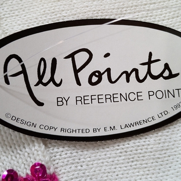 NWT All Points Dead stock white colorful sequin short sleeve sweater L - Picture 8 of 9